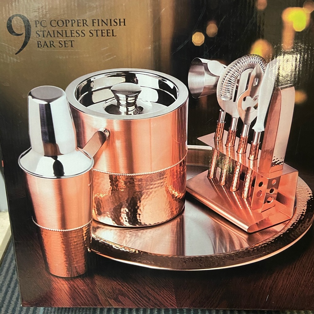 Brand New! 9pc copper bar set. NEVER OPENED!